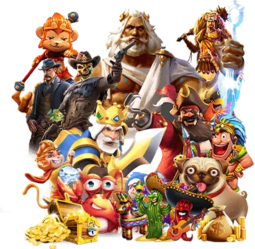 A crowd of illustrated casino game characters gathered together