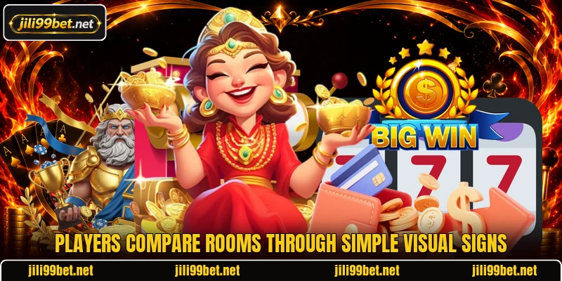 Players compare rooms through simple visual signs Players compare rooms through simple visual signs