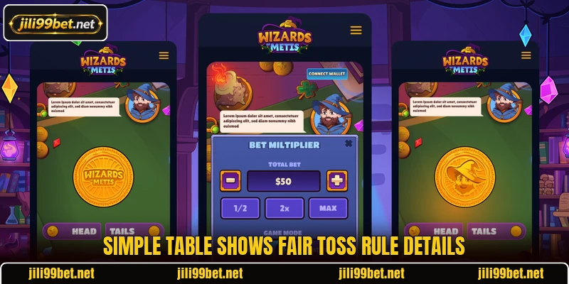 Simple table shows fair toss rule details Simple table shows fair toss rule details